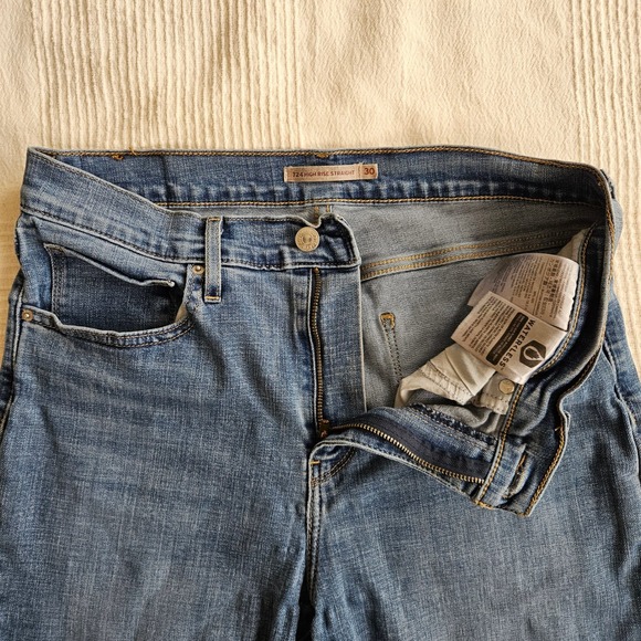 Levis 724 High Rise Straight Raw Hem Jeans Denim Skater Streetwear Women Size 30 - Picture 9 of 11